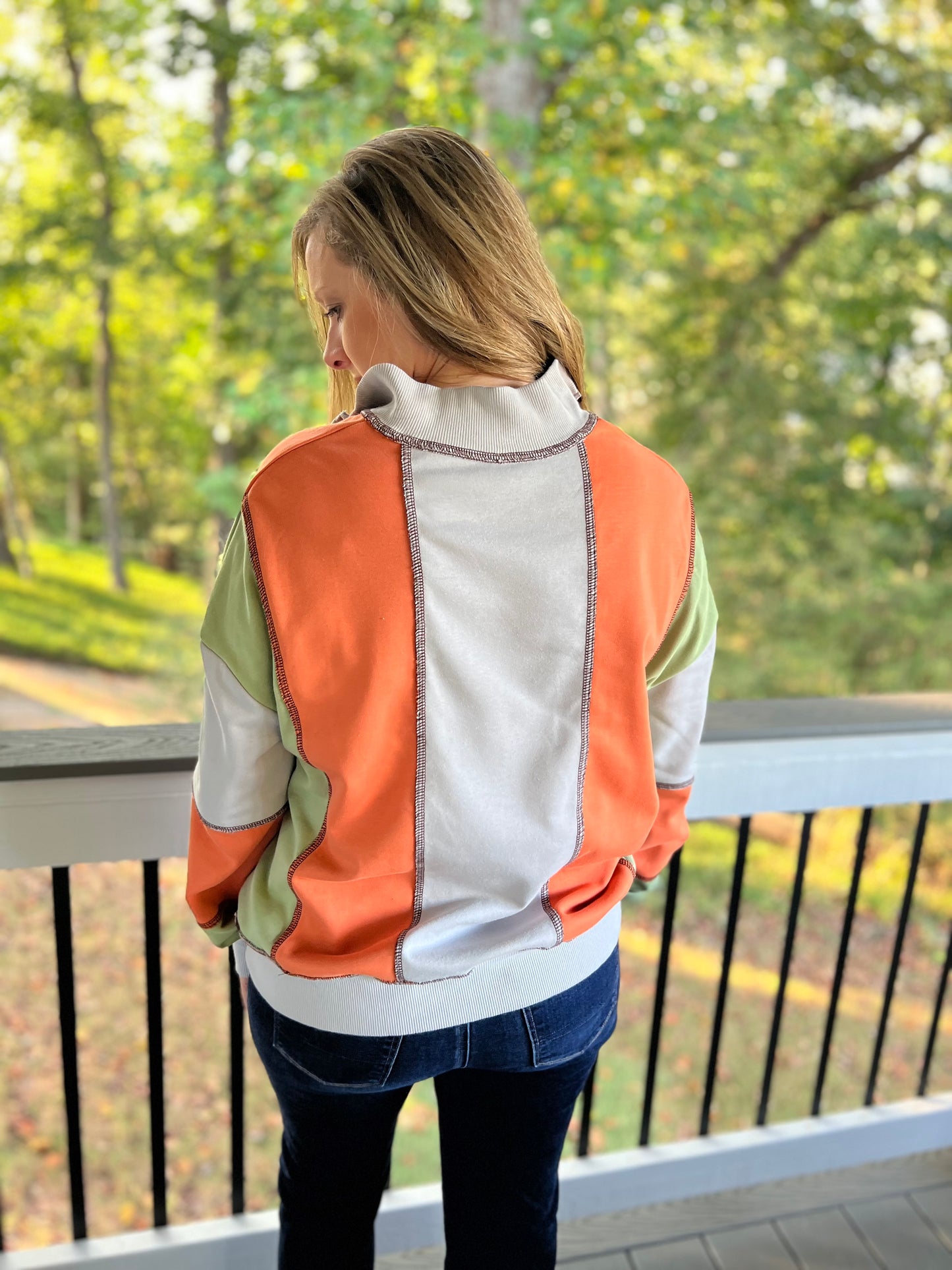Color block half-zip pullover
