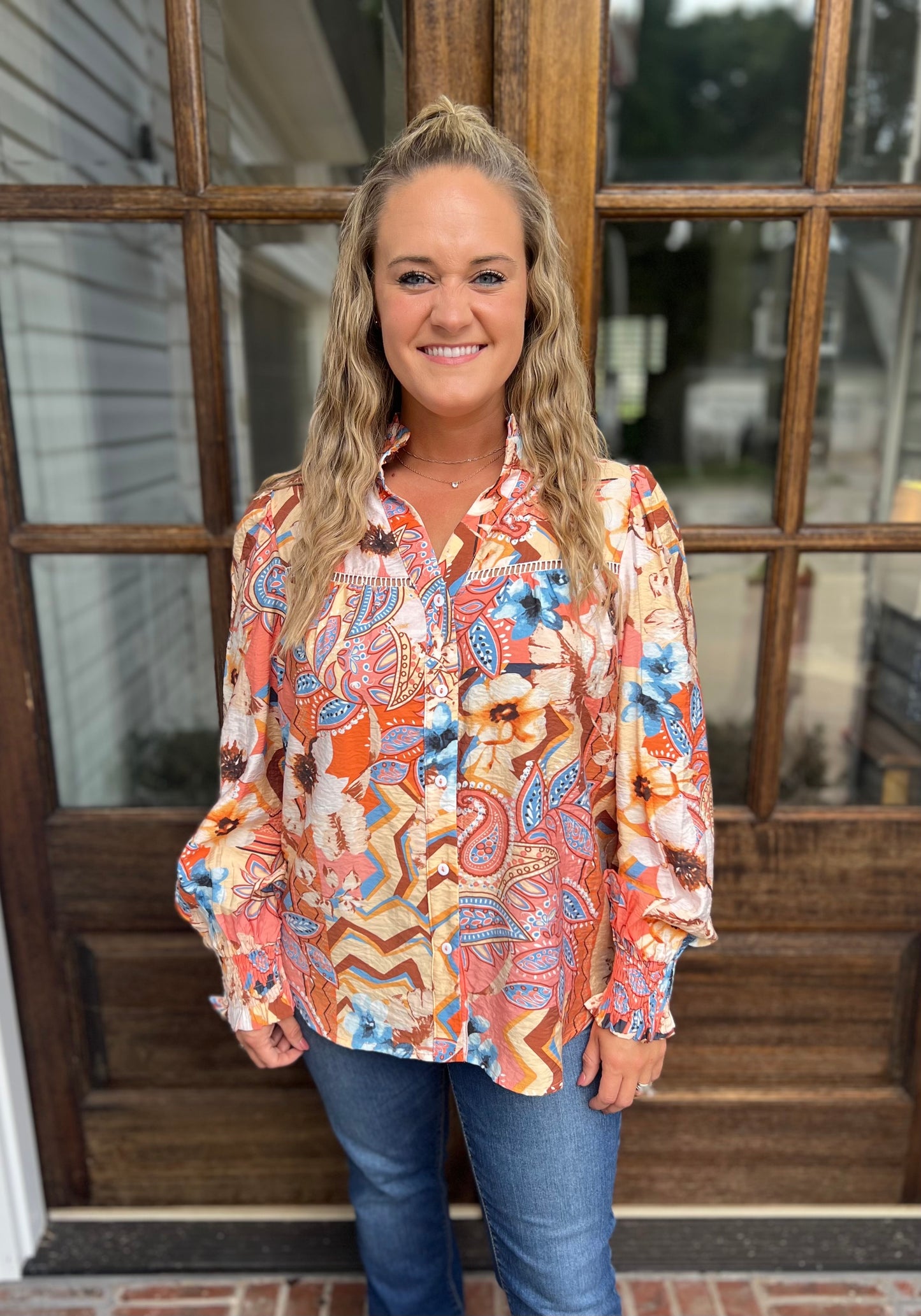 Paisley Button Up Blouse