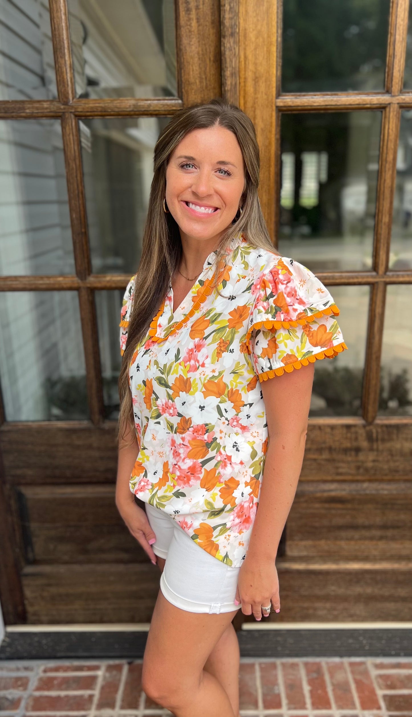 Floral Scalloped Blouse