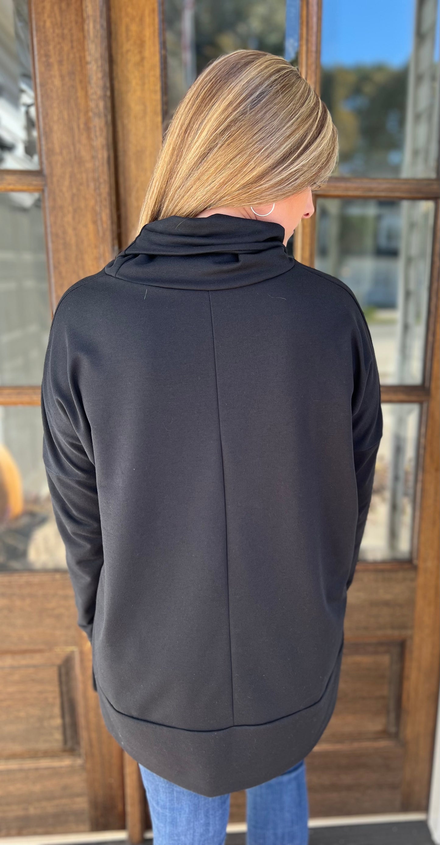 Black cowl neck pullover