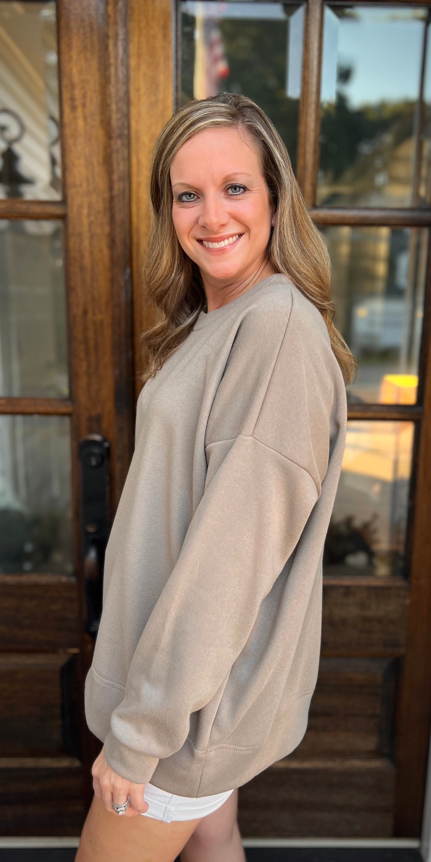 Buttery soft taupe oversized sweatshirt