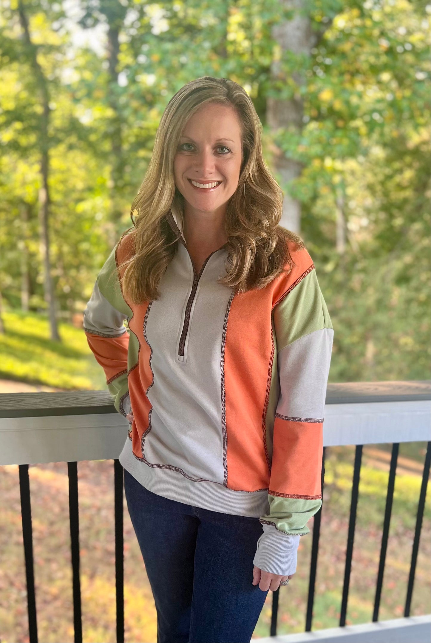 Color block half-zip pullover