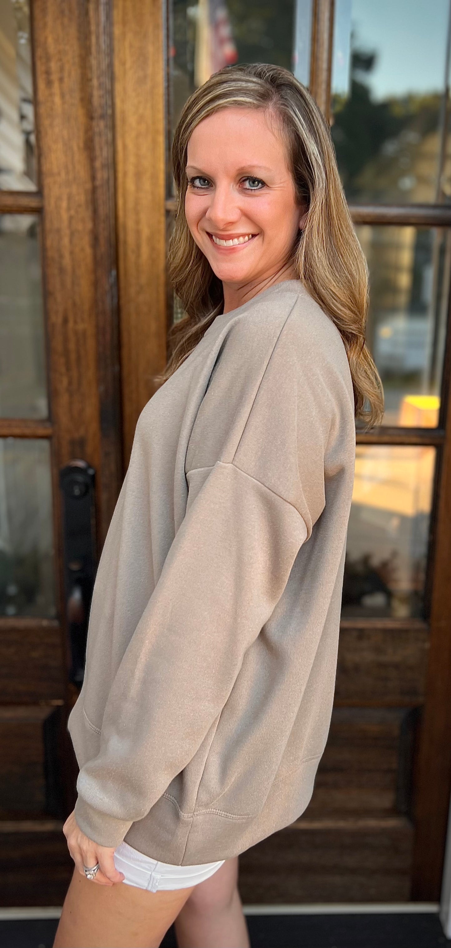 Buttery soft taupe oversized sweatshirt