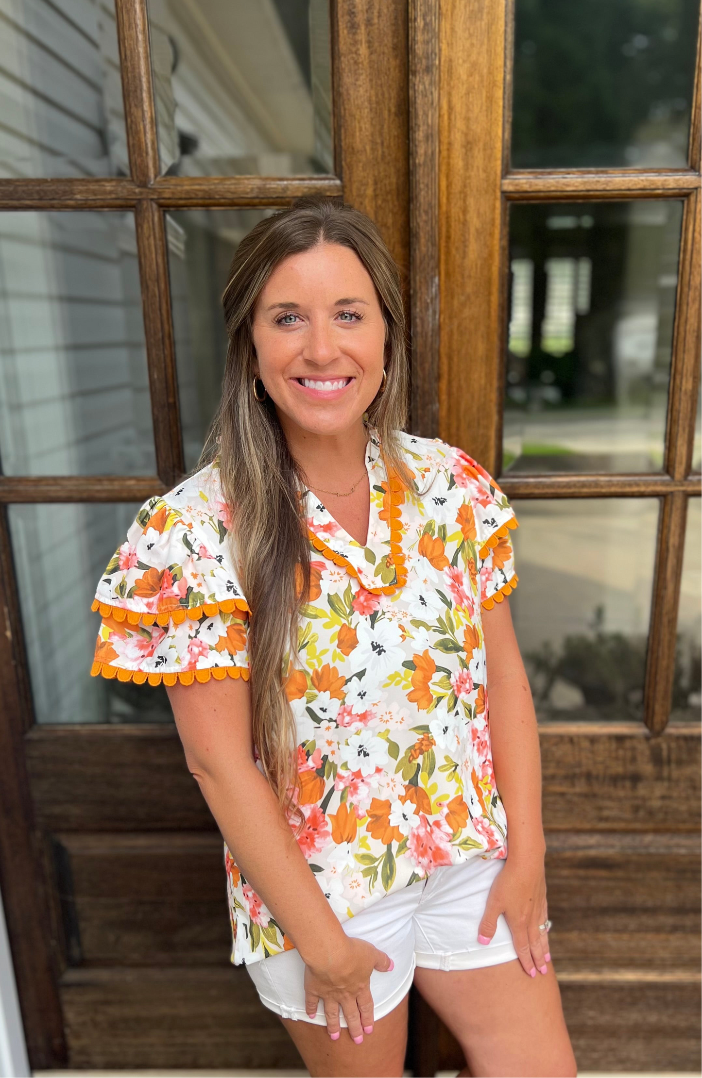Floral Scalloped Blouse