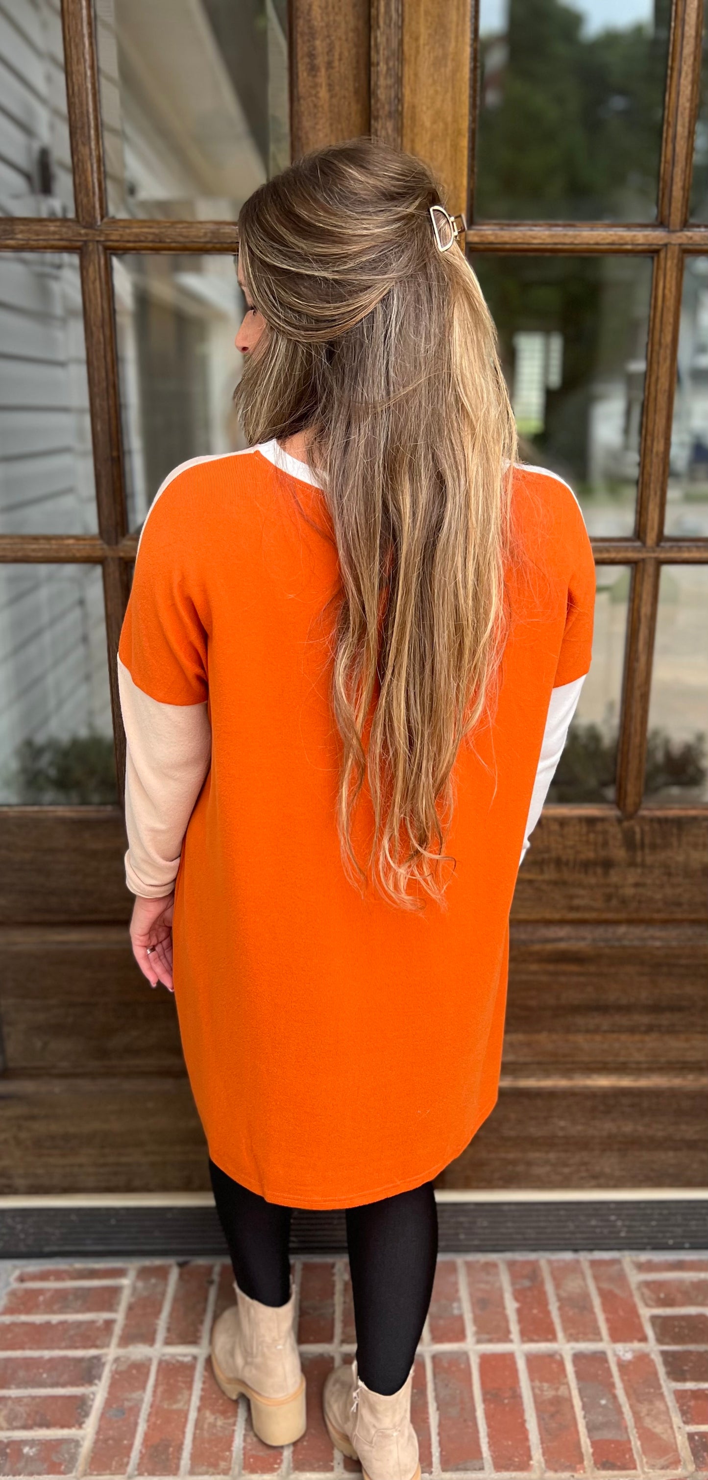 Pocketed color block long sleeve top
