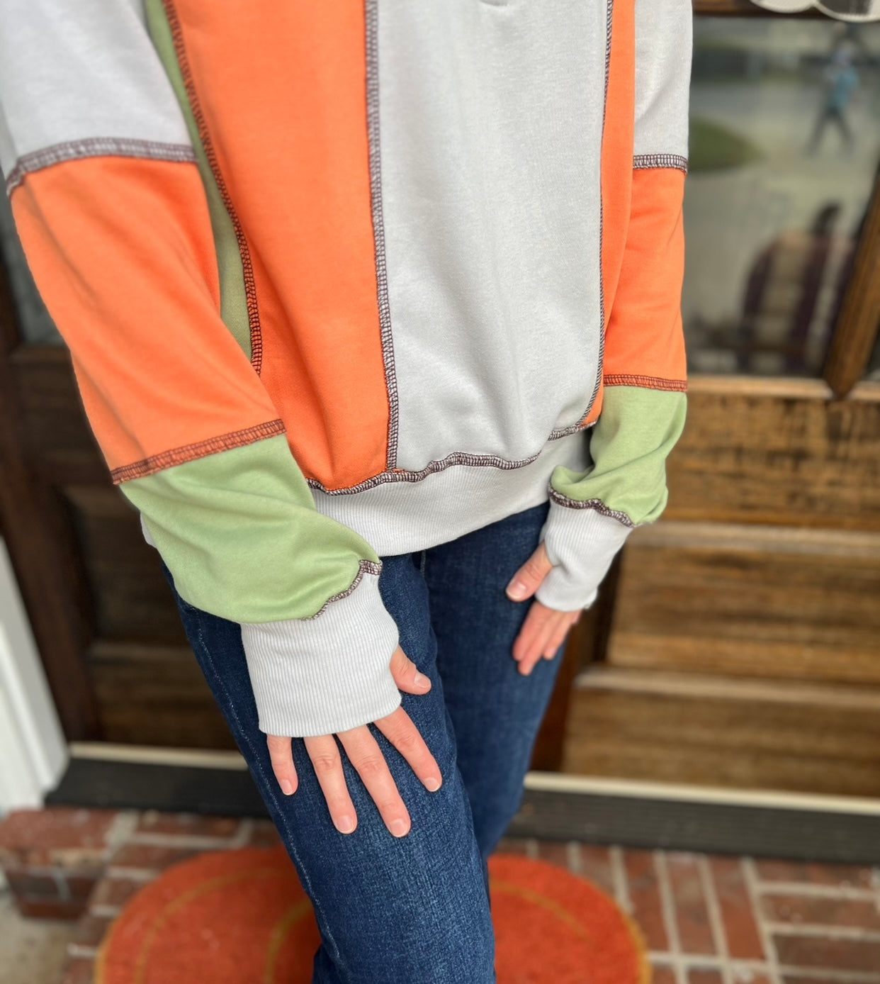 Color block half-zip pullover