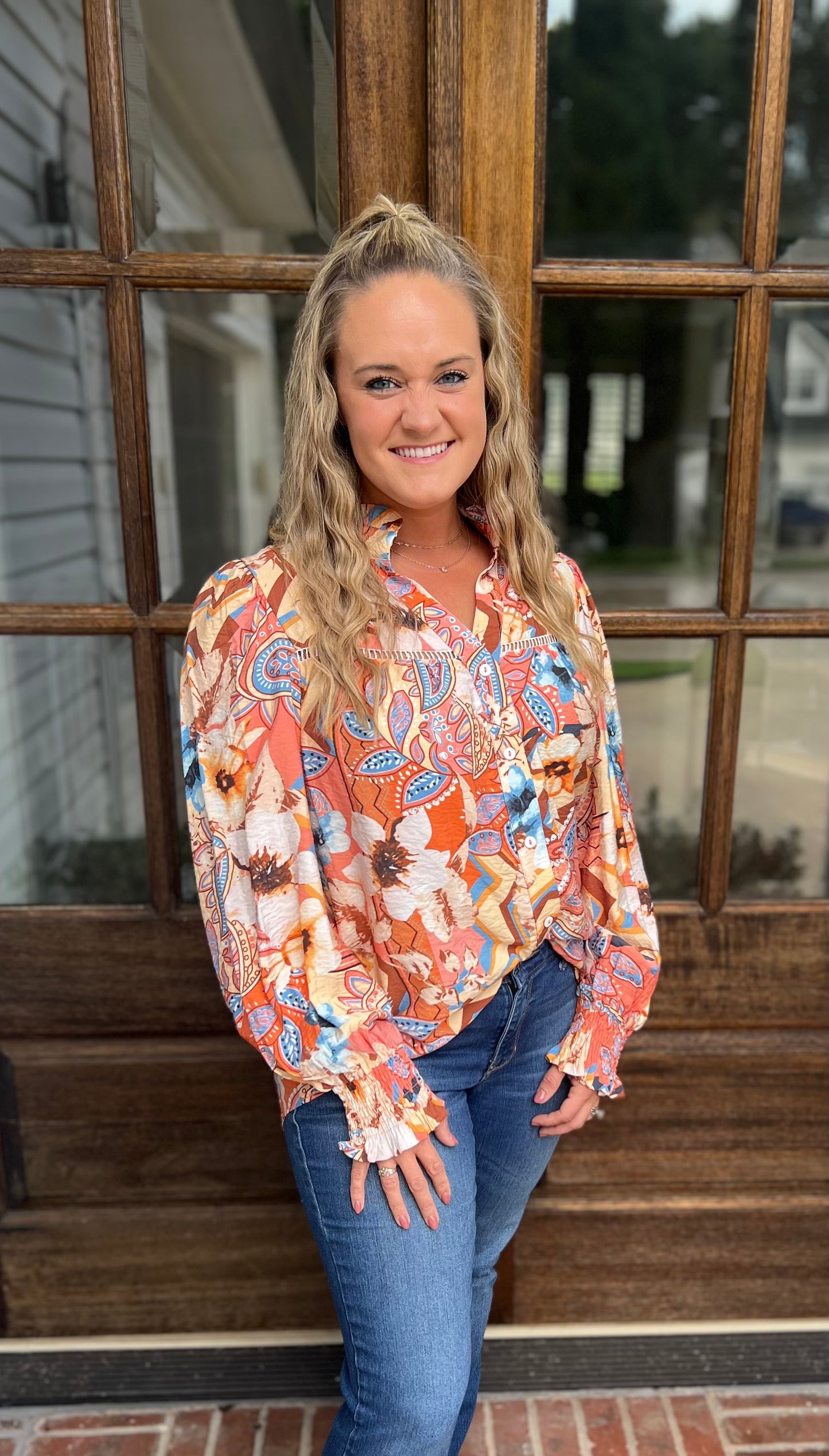 Paisley Button Up Blouse