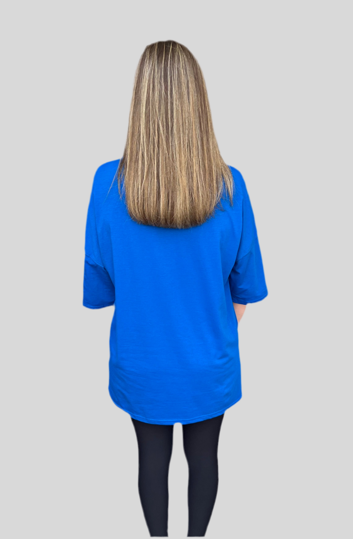 Cobalt blue drop shoulder short sleeve top