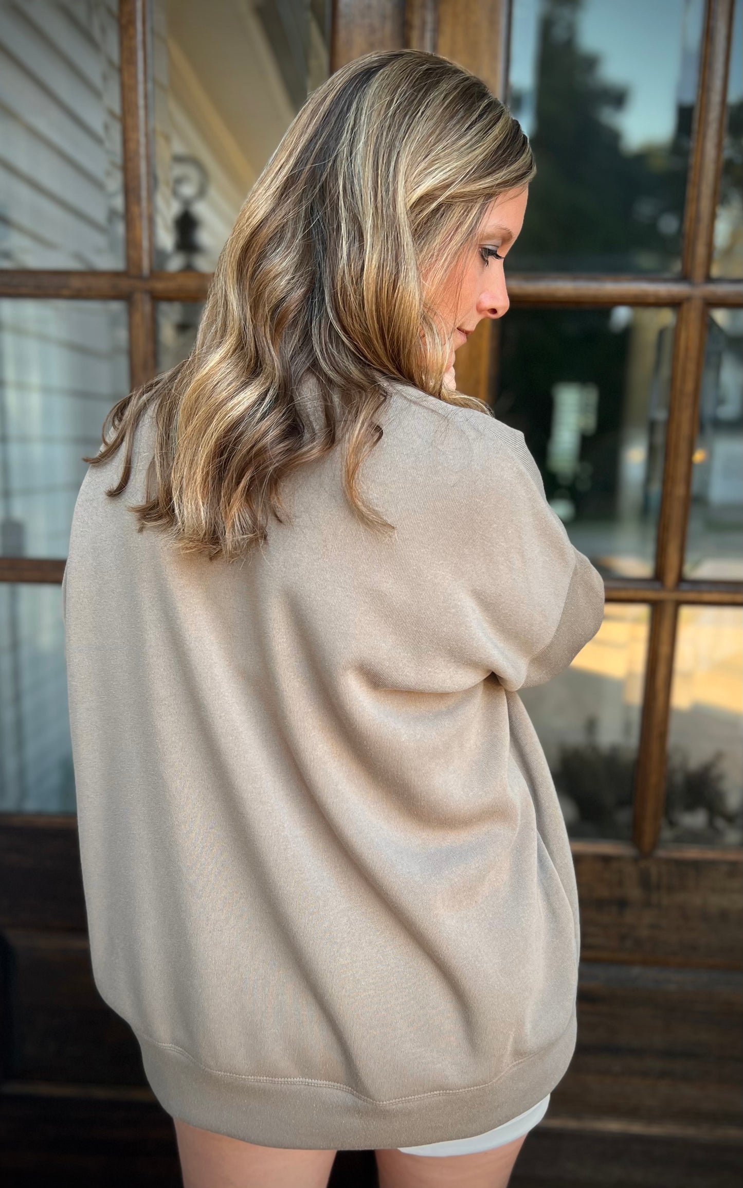 Buttery soft taupe oversized sweatshirt