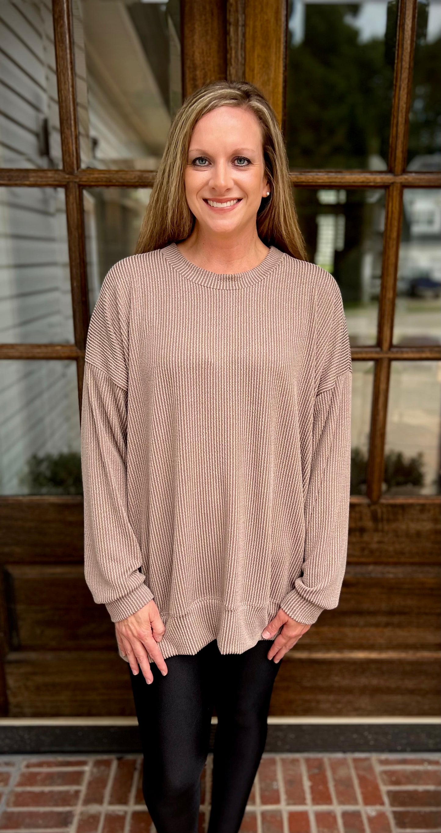 Taupe ribbed pullover