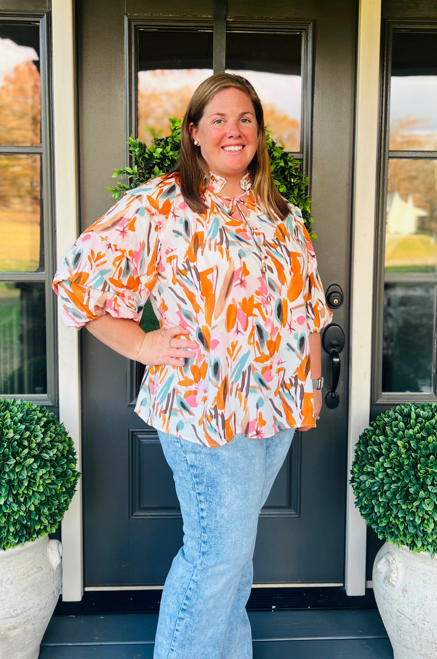 Frilled Orange Blouse