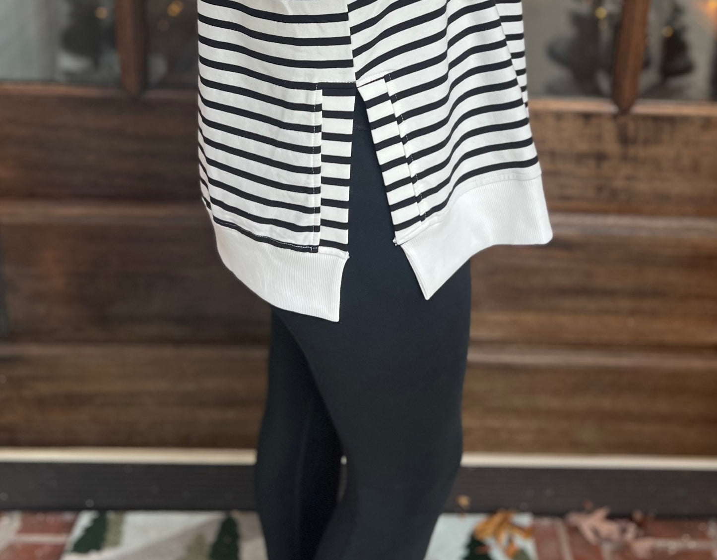 Striped raglan sleeve loose sweatshirt
