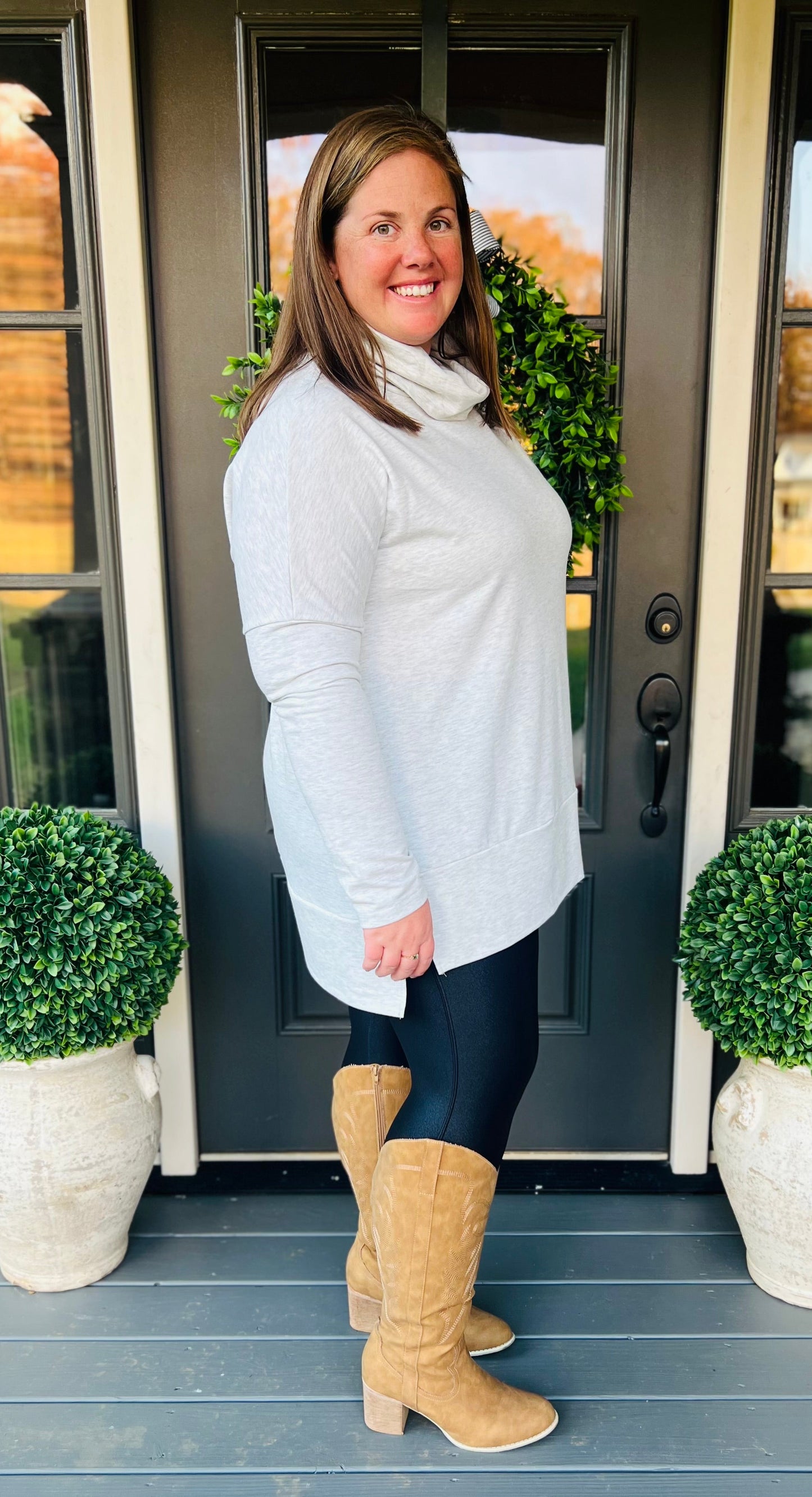 Gray cowl neck pullover