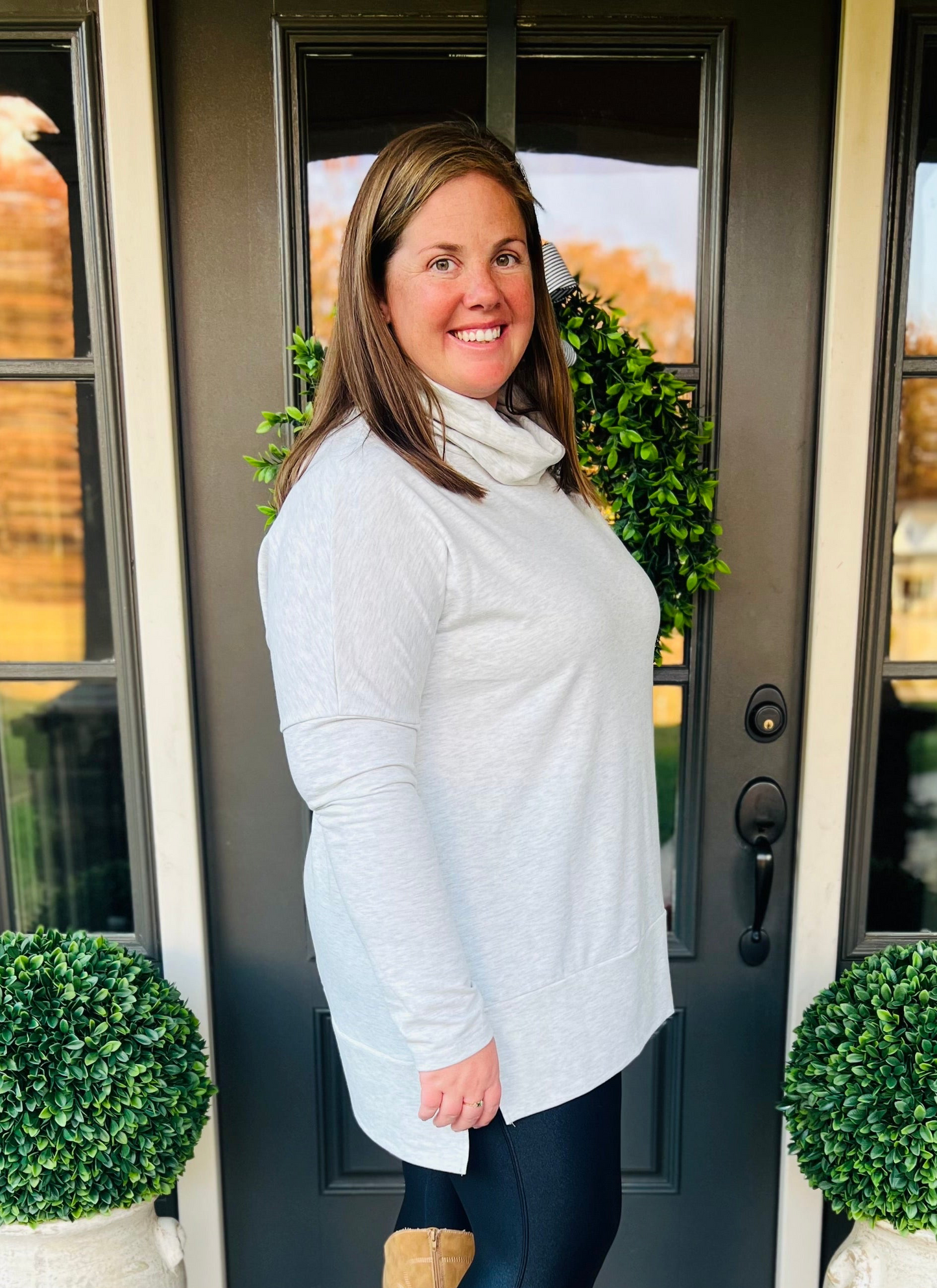 Gray cowl neck pullover