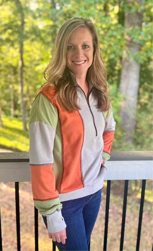 Color block half-zip pullover