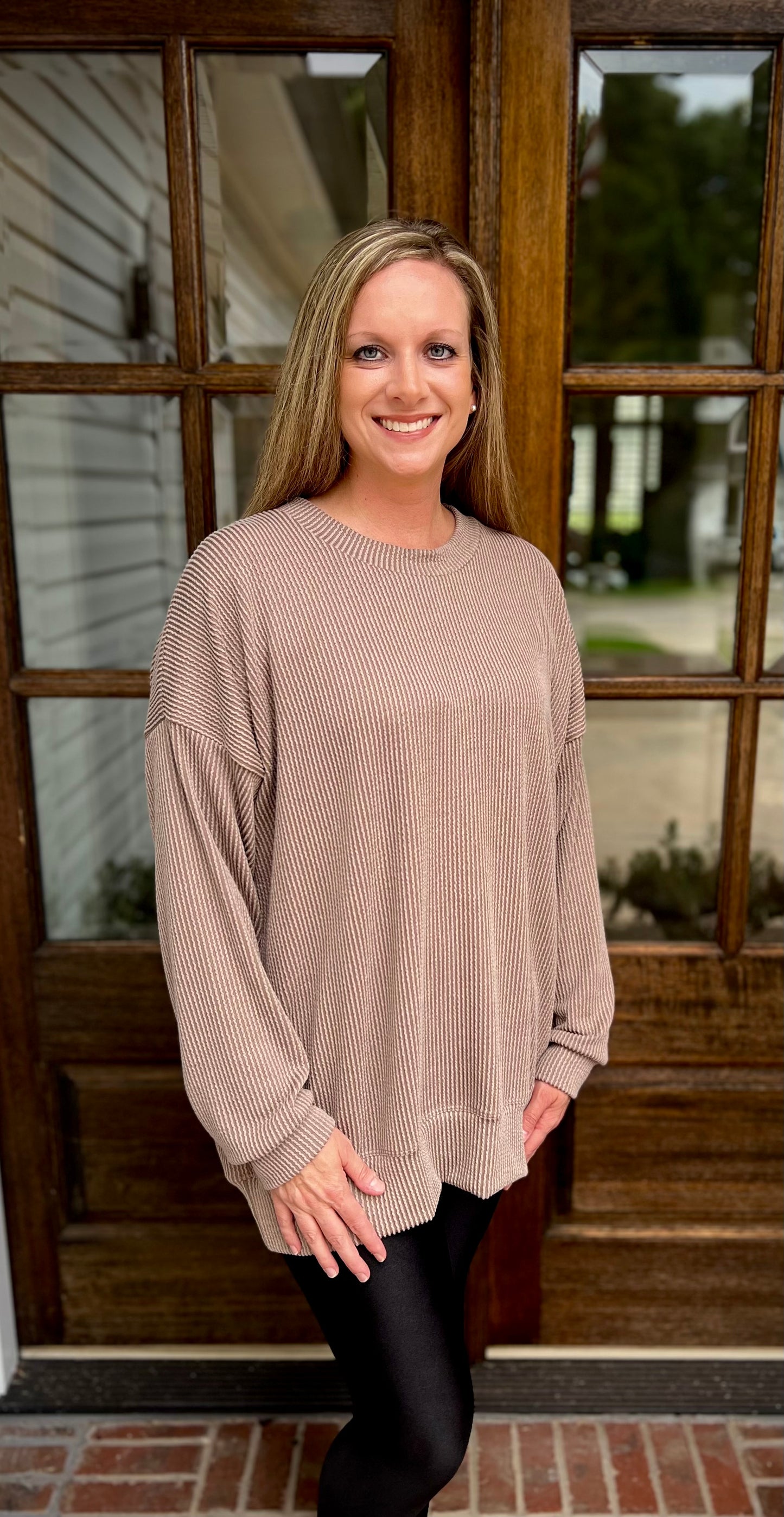 Taupe ribbed pullover