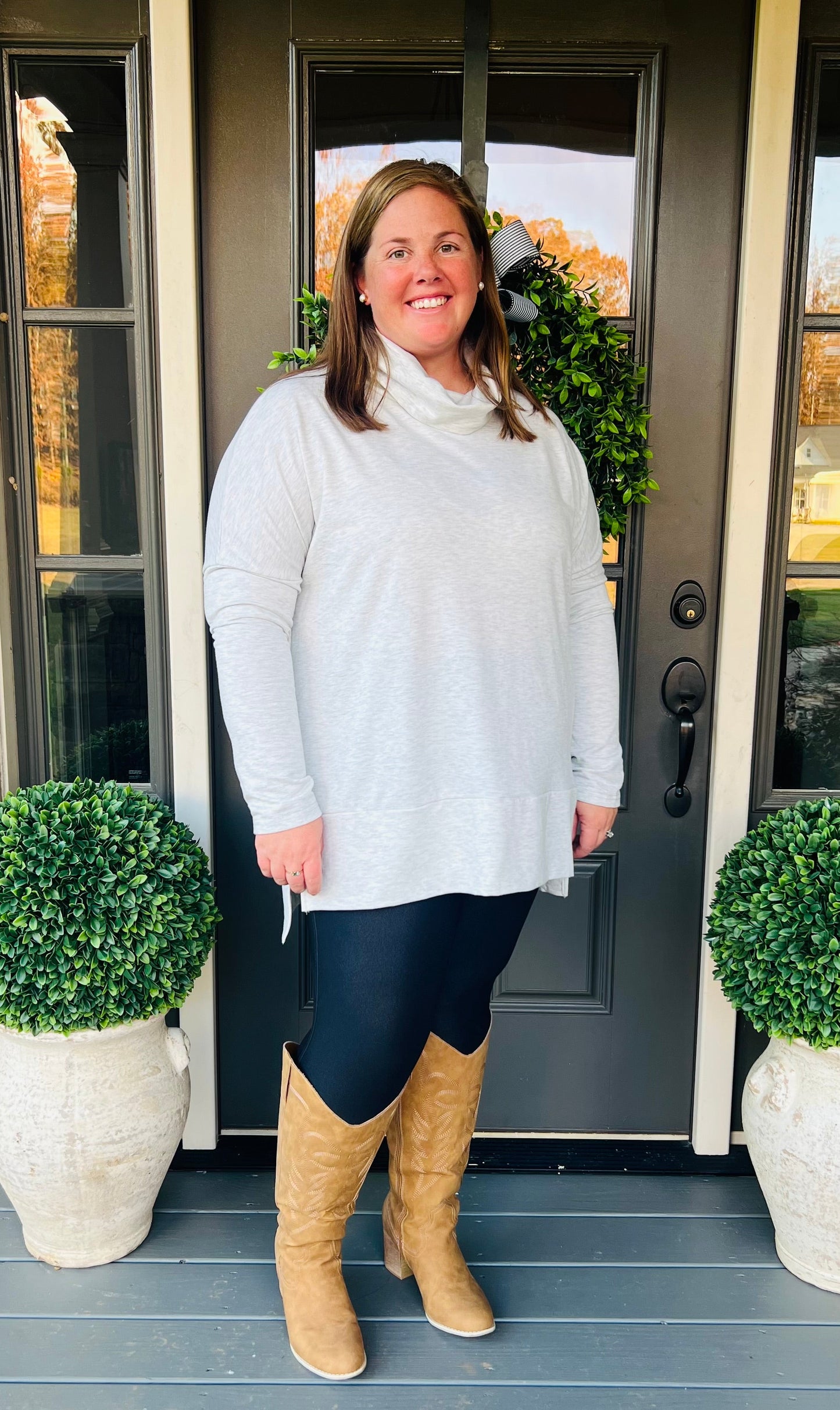 Gray cowl neck pullover