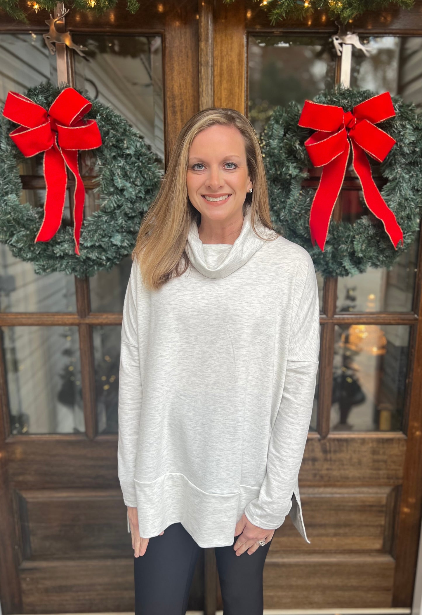 Gray cowl neck pullover