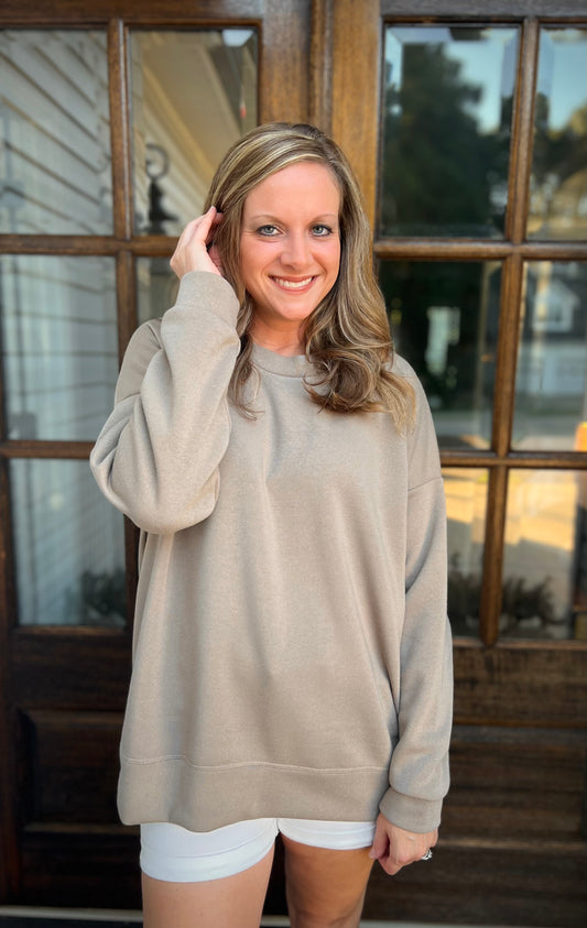 Buttery soft taupe oversized sweatshirt