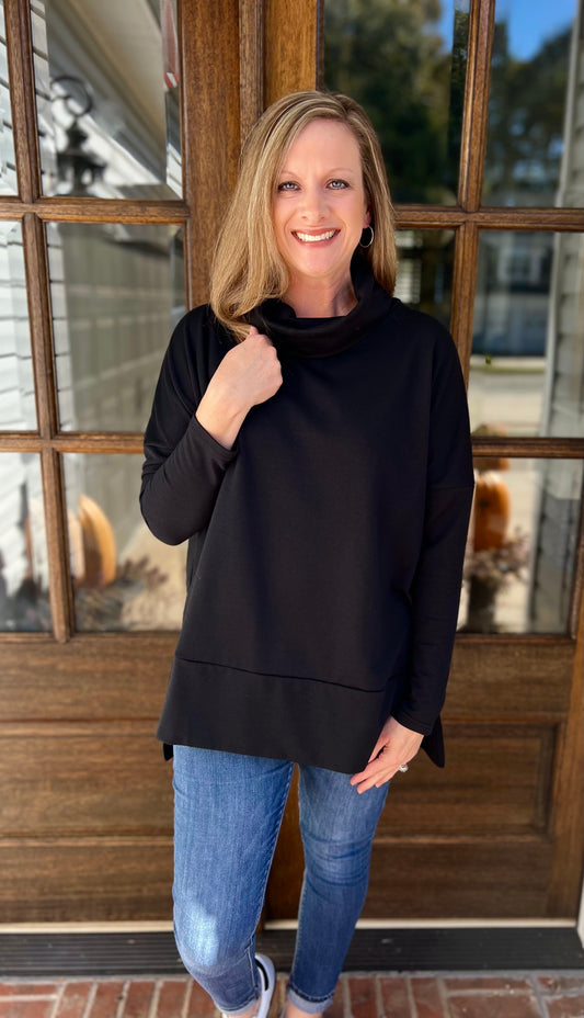 Black cowl neck pullover