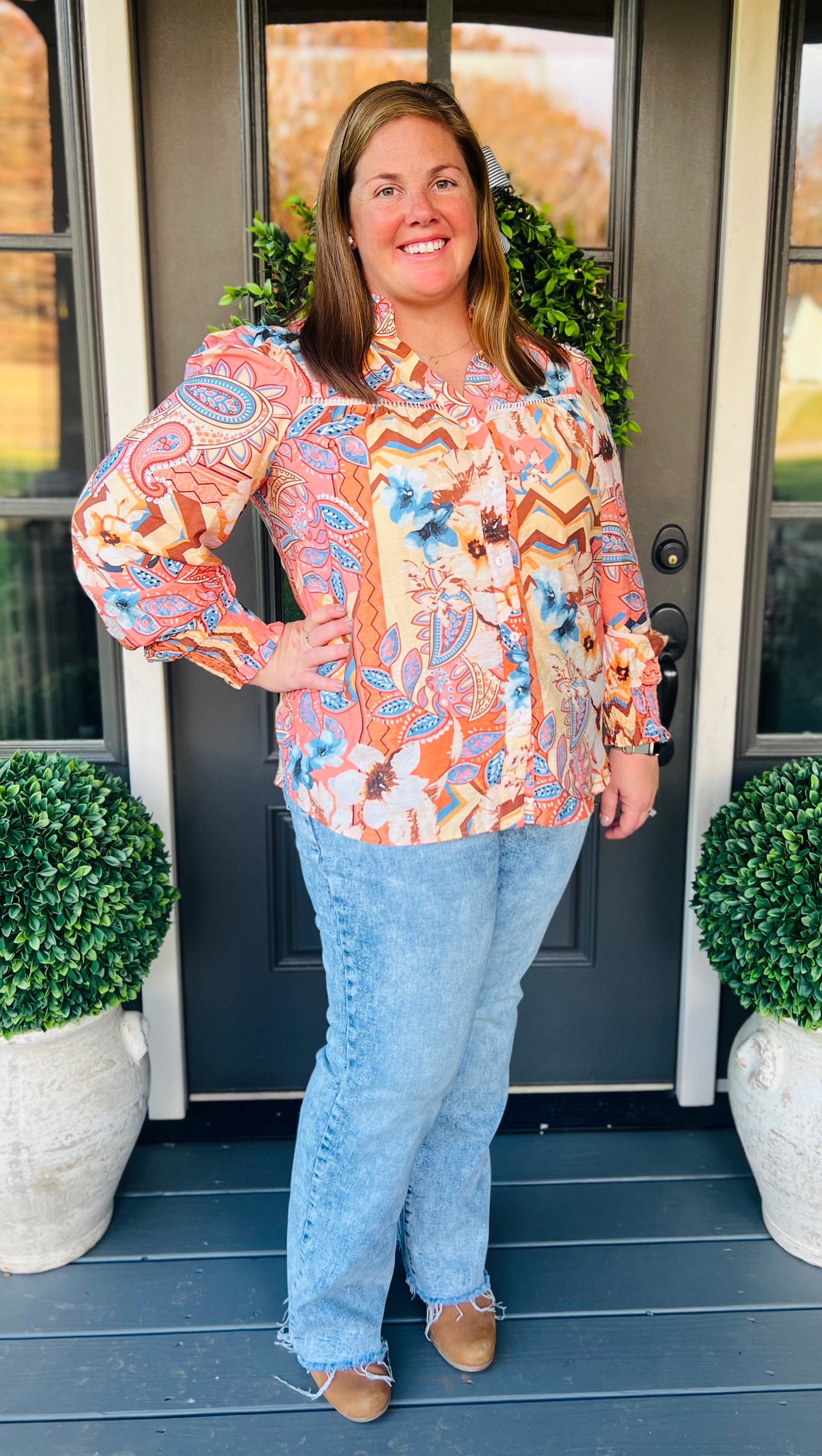 Paisley Button Up Blouse