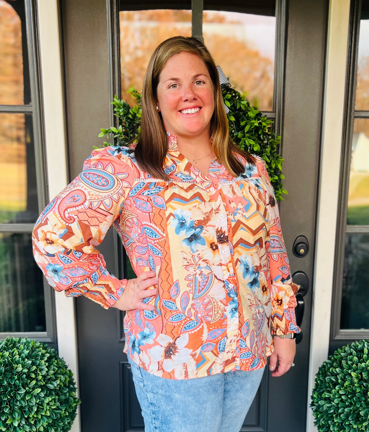 Paisley Button Up Blouse