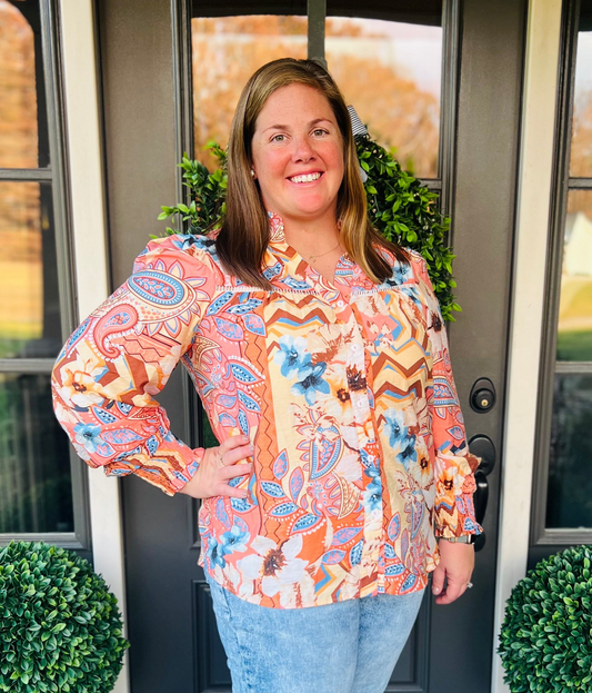 Paisley Button Up Blouse