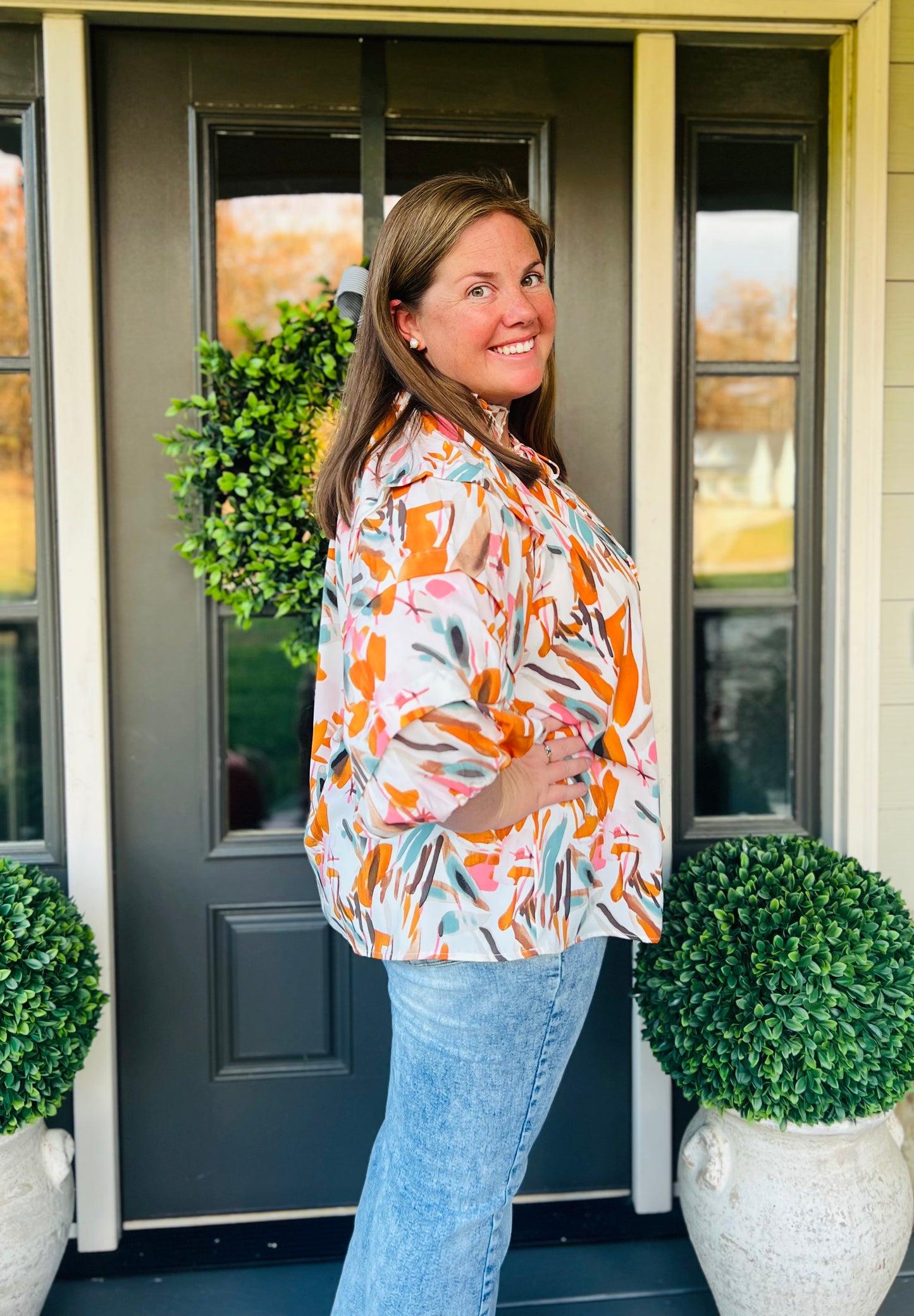 Frilled Orange Blouse