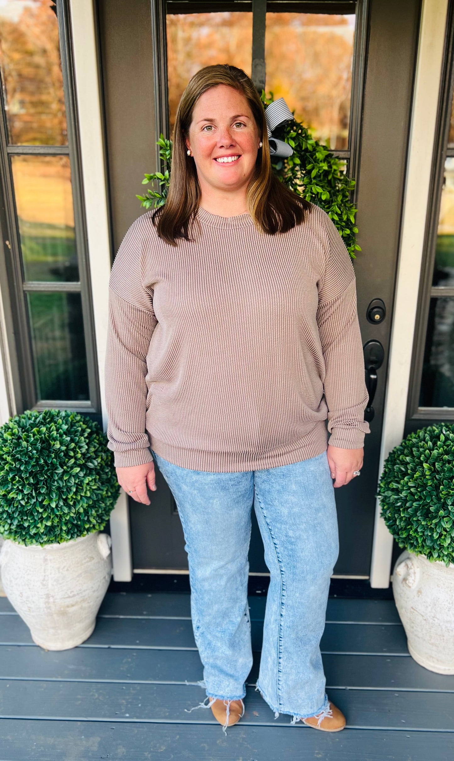 Taupe ribbed pullover