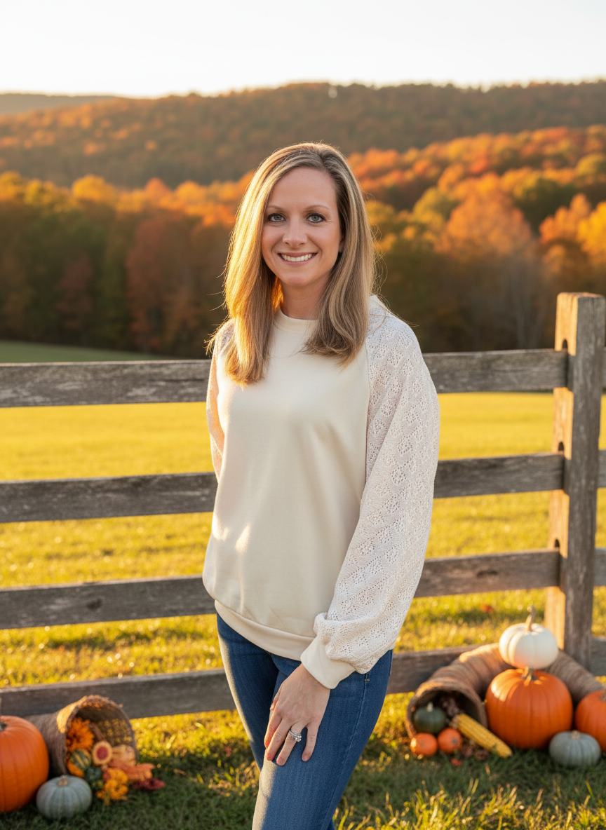 Eyelet knit patchwork raglan sleeve pullover