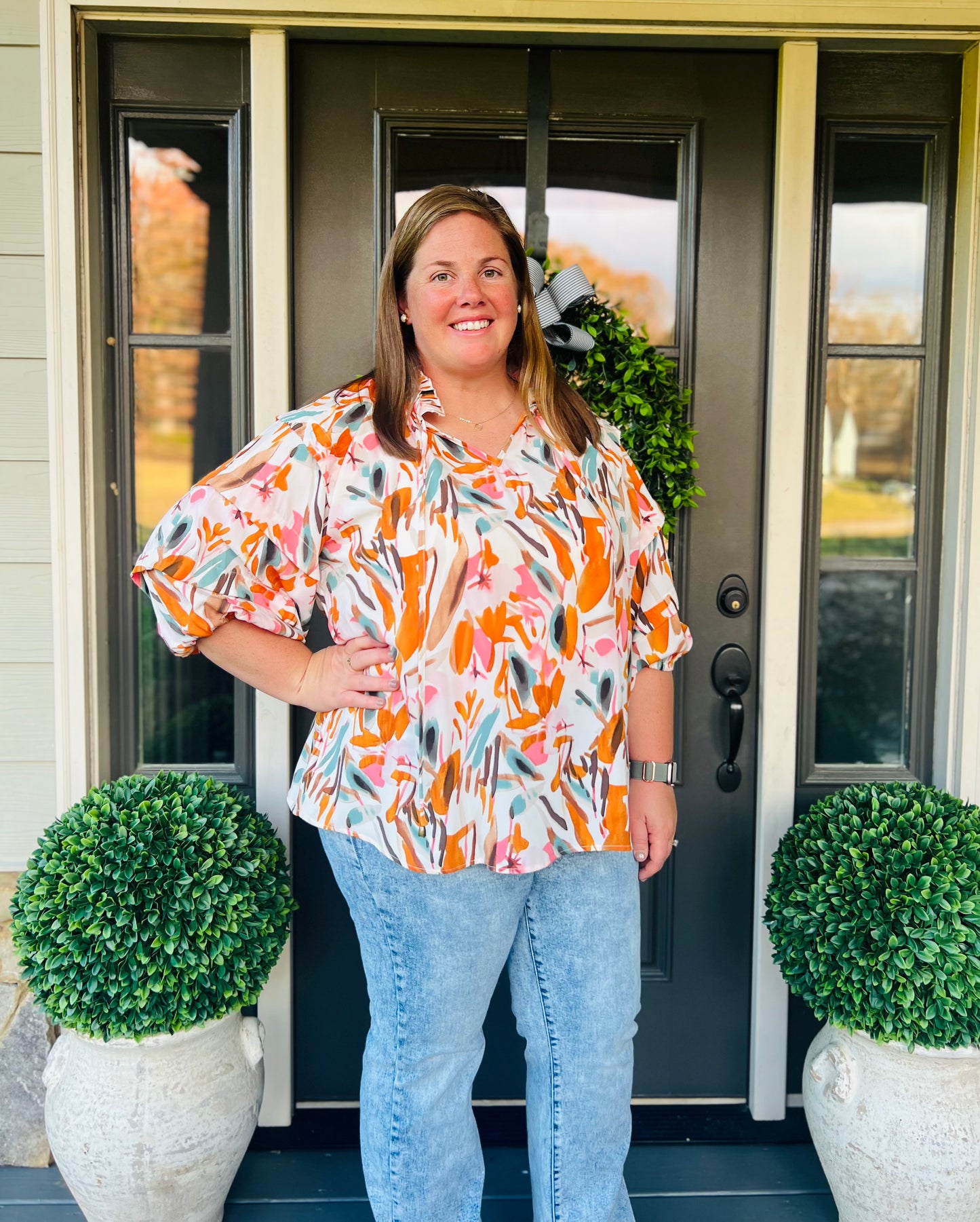 Frilled Orange Blouse