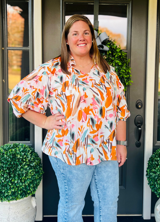 Frilled Orange Blouse
