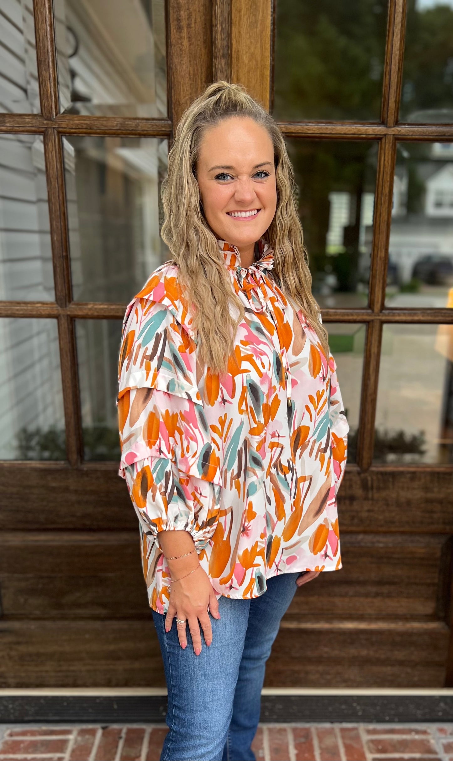 Frilled Orange Blouse