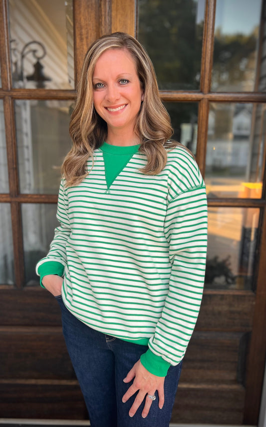 Green striped sweatshirt