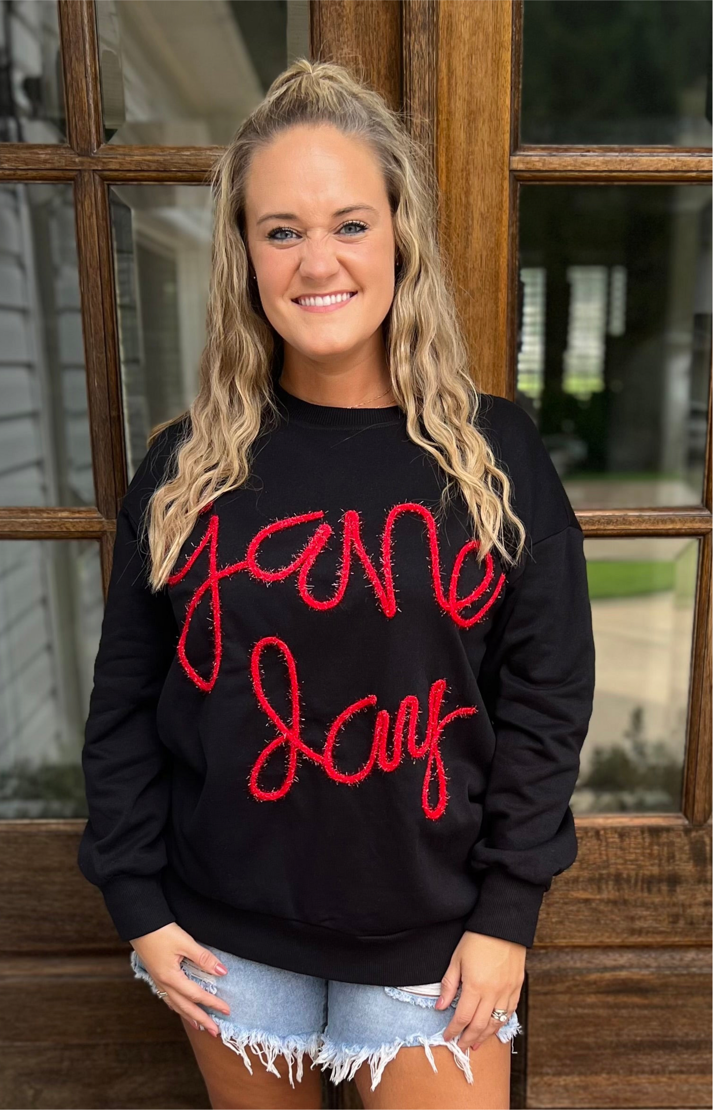 Tinsel game day sweatshirt