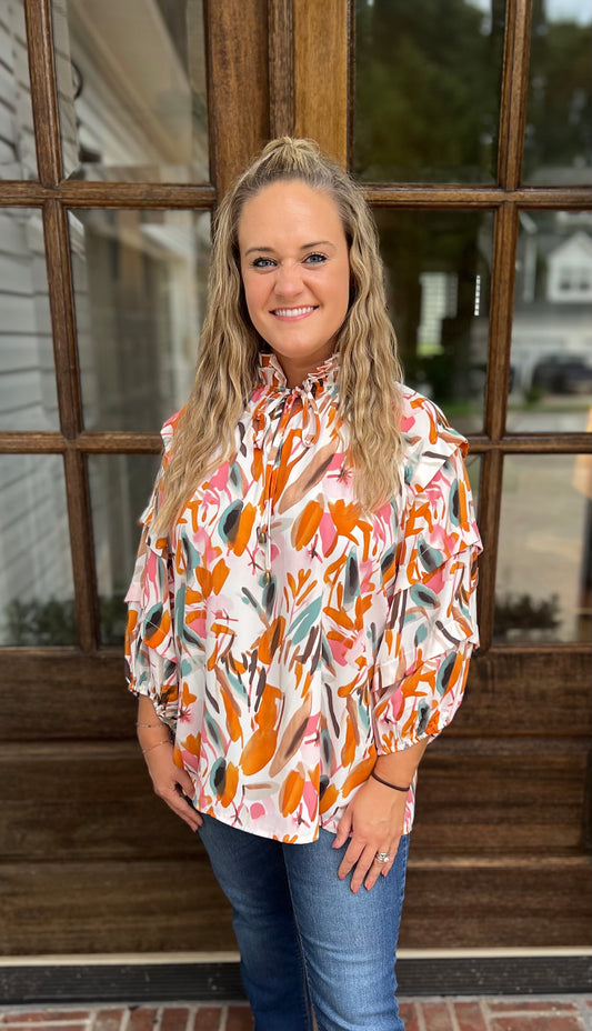 Frilled Orange Blouse