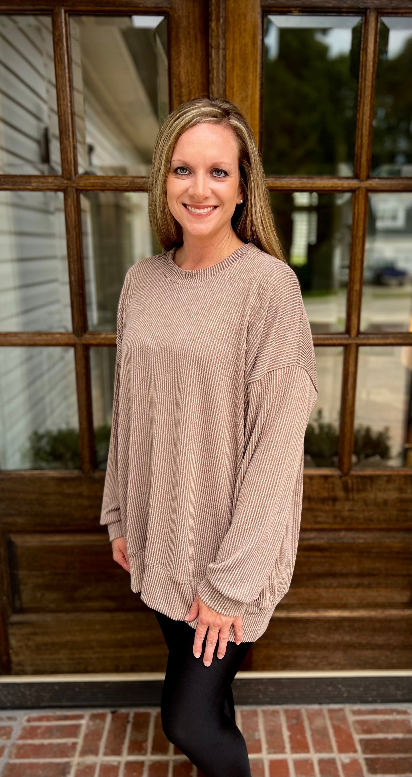 Taupe ribbed pullover